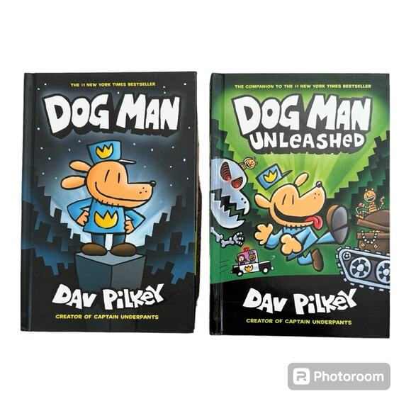 Dog Man and Dog Man Unleashed Hardcover Books By Dav Pilkey Graphic Novel - Picture 1 of 2